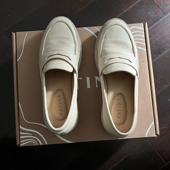 Portland Leather Company Patina Zoe Chunky Sole Leather Loafer in Bone color - Picture 2 of 6